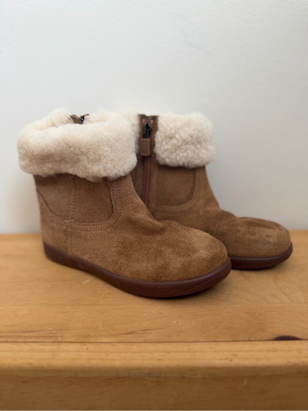 UGG Josie II Brown Suede Shearling-Cuff Ankle Boots (Size 12)